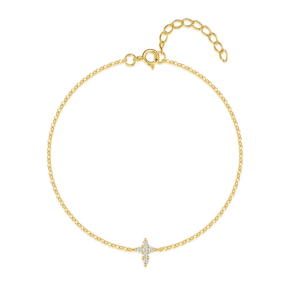 Wholesale S925 Sterling Silver Cross Geometric Minimalist Fashion Bracelet With Real Gold Plating