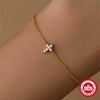 Wholesale S925 Sterling Silver Cross Geometric Minimalist Fashion Bracelet With Real Gold Plating