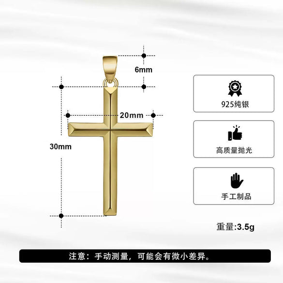 Wholesale S925 Sterling Silver Cross Hiphop Jewelry With Electroplating And Geometric Design
