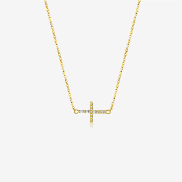 Wholesale S925 Sterling Silver Cross Pendant Necklace And Bracelet With Zircon Geometric Design Diamond Treatment Platinum Or 18K Gold Electroplating Simple And All Match Unisex