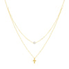 Wholesale S925 Sterling Silver Cross Pendant Pearl Clavicle Chain With Geometric Pattern And Electroplating Design Women's Multilayer Doublelayer Ochain Necklace