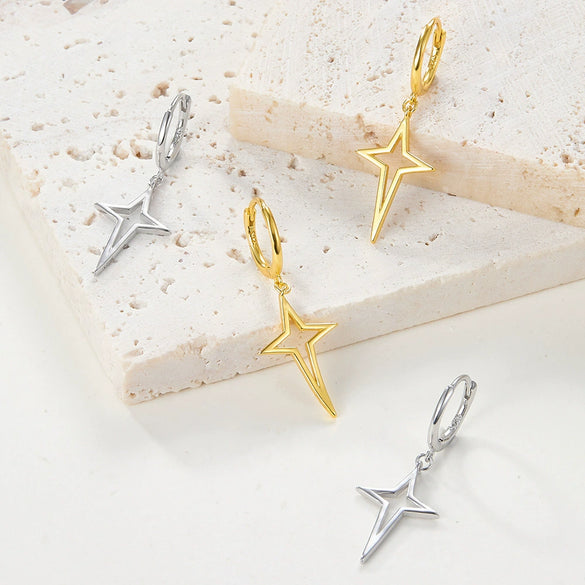 Wholesale S925 Sterling Silver Cross Star Geometric Earrings Electroplated For Women