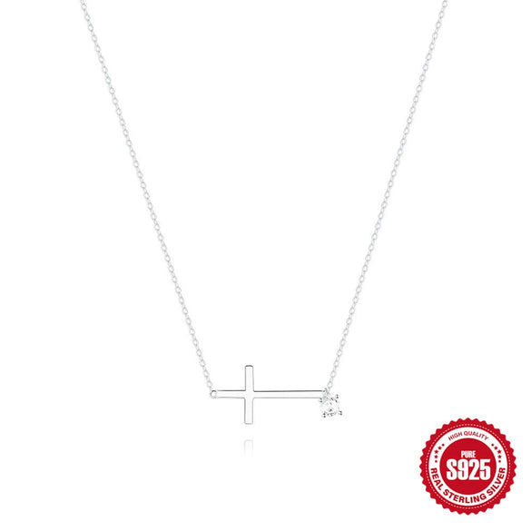 Wholesale S925 Sterling Silver Cross Zircon Ochain Clavicle Chain Necklace With Geometric Design And Electroplating Treatment For Women