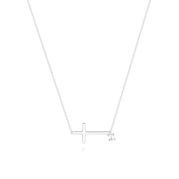 Wholesale S925 Sterling Silver Cross Zircon Ochain Clavicle Chain Necklace With Geometric Design And Electroplating Treatment For Women
