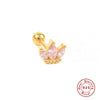 Wholesale S925 Sterling Silver Crown Shaped Ear Thread Piercing Earring With Geometric Pattern And Electroplating For Women
