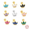 Wholesale S925 Sterling Silver Crown Shaped Ear Thread Piercing Earring With Geometric Pattern And Electroplating For Women