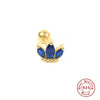 Wholesale S925 Sterling Silver Crown Shaped Ear Thread Piercing Earring With Geometric Pattern And Electroplating For Women