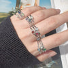 Wholesale S925 Sterling Silver Crystal Geometric December Birthday Stone Ring Set With Gems For Women