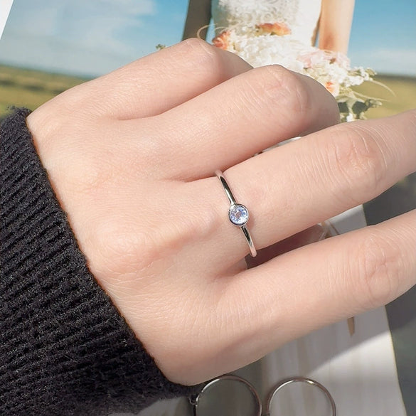 Wholesale S925 Sterling Silver Crystal Geometric December Birthday Stone Ring Set With Gems For Women