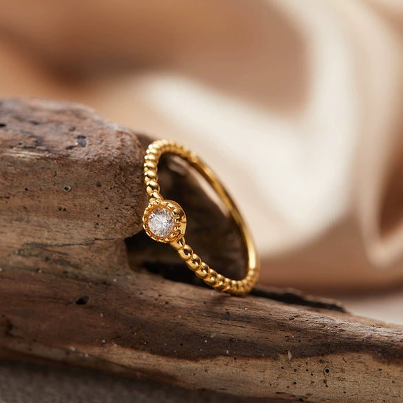 Wholesale S925 Sterling Silver Crystal Ring With Flower And Leaf Pattern Set With Gems For Women