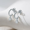 Wholesale S925 Sterling Silver Cshaped Dropshaped Zircon Earrings For Women Minimalist Style