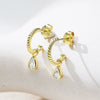 Wholesale S925 Sterling Silver Cshaped Dropshaped Zircon Earrings For Women Minimalist Style