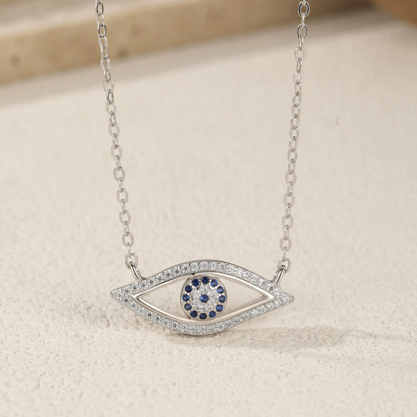 Wholesale S925 Sterling Silver Cut Out Eye Light Luxury Clavicle Necklace For Women With Electroplating