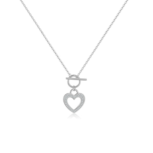 Wholesale S925 Sterling Silver Cut Out Heart Necklace With Ot Buckle Electroplated In Platinum Or 18K Gold For Women Simple High End Clavicle Chain Jewelry