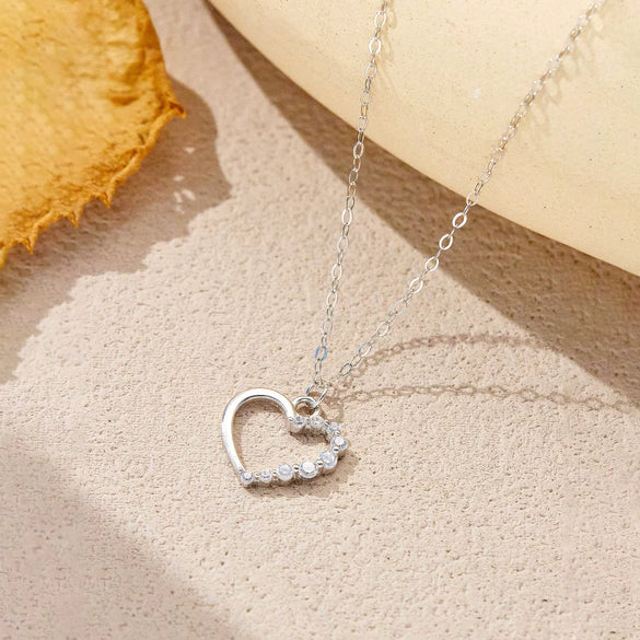 Wholesale S925 Sterling Silver Cut Out Heart Shaped Necklace And Earrings With Electroplating Cool Design Regular Chain