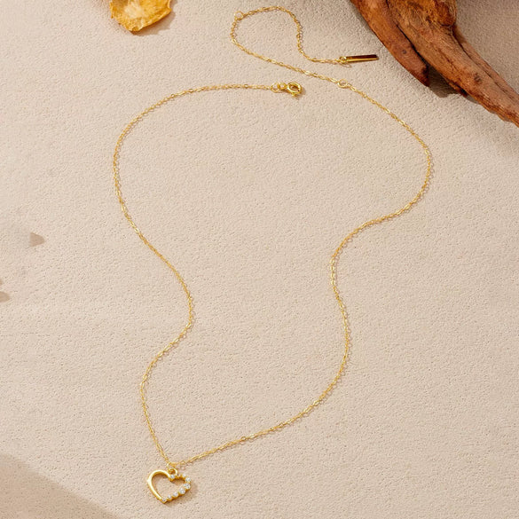 Wholesale S925 Sterling Silver Cut Out Heart Shaped Necklace And Earrings With Electroplating Cool Design Regular Chain