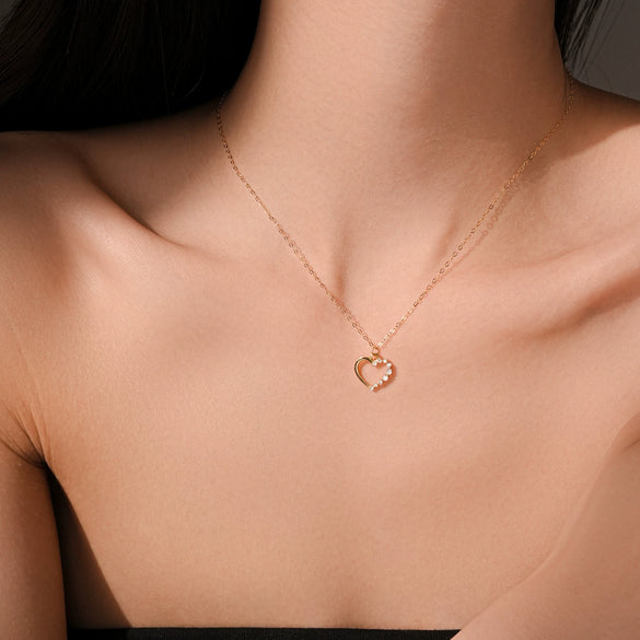 Wholesale S925 Sterling Silver Cut Out Heart Shaped Necklace And Earrings With Electroplating Cool Design Regular Chain