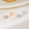 Wholesale S925 Sterling Silver Cute Cat Head Earrings For Girls With Electroplating Animal Style