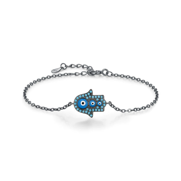 Wholesale S925 Sterling Silver Cute Funny Ghost Big Eye Cartoon Character Design Electroplated Women's Bracelet Jewelry