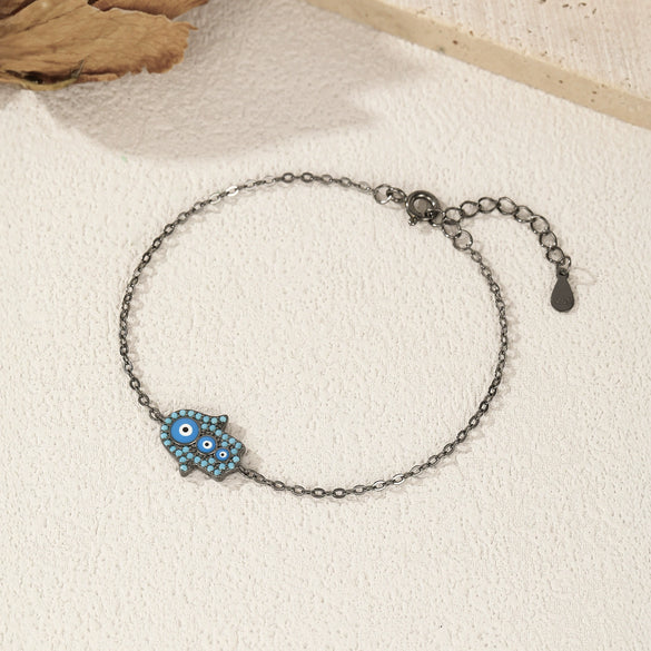 Wholesale S925 Sterling Silver Cute Funny Ghost Big Eye Cartoon Character Design Electroplated Women's Bracelet Jewelry