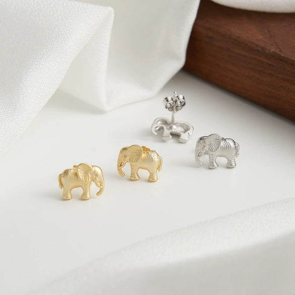 Wholesale S925 Sterling Silver Cute Geometric Animal Baby Elephant Earrings