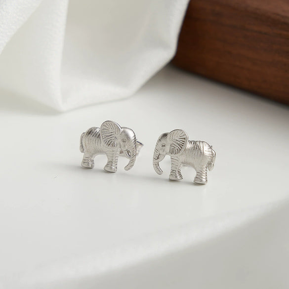 Wholesale S925 Sterling Silver Cute Geometric Animal Baby Elephant Earrings