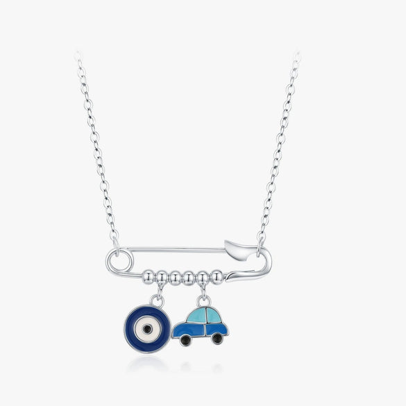 Wholesale S925 Sterling Silver Cute Ghost Big Eye Paper Clip Women's Fashion Clavicle Chain With Electroplating