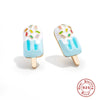 Wholesale S925 Sterling Silver Cute Ice Cream Popsicle Earrings With Geometric Design And Electroplating