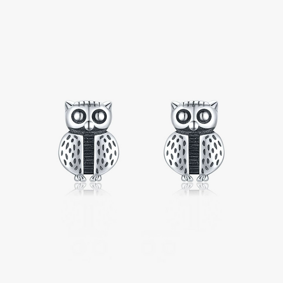 Wholesale S925 Sterling Silver Cute Owl Retro Style Women's Earrings