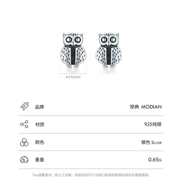Wholesale S925 Sterling Silver Cute Owl Retro Style Women's Earrings