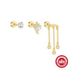Wholesale S925 Sterling Silver Cylindrical Thread Piercing Ear Nails With Creative Tassel And Geometric Design Environmentally Friendly Plated Unisex Ear Jewelry