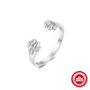 Wholesale S925 Sterling Silver Dandelion Cat's Claw Antique Retro Butterfly Design Adjustable Opening Ring For Women With Electroplating And Real Gold Plating