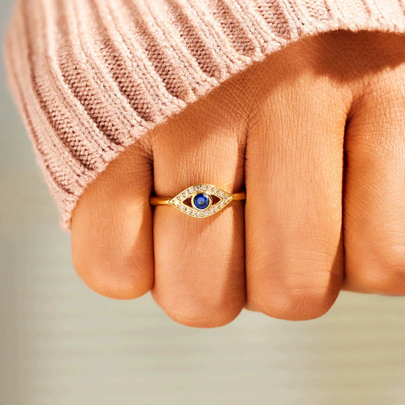 Wholesale S925 Sterling Silver Devil Evil Eyes Zircon Opening Adjustable Ring For Women With Geometric Design And Electroplating