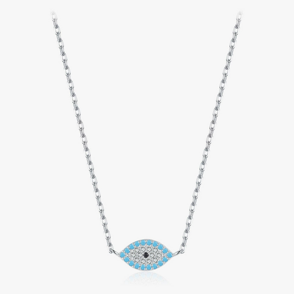 Wholesale S925 Sterling Silver Devil's Eye Light Luxury Diamond Women's Clavicle Necklace With Cross Chain
