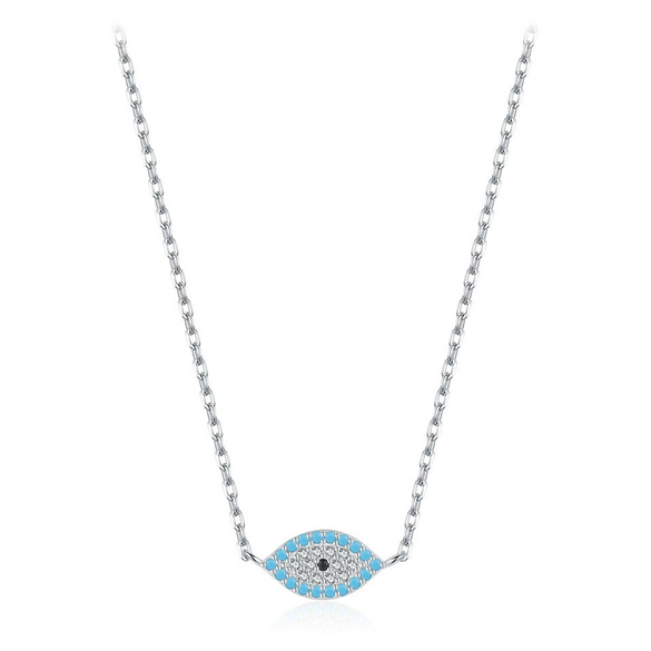 Wholesale S925 Sterling Silver Devil's Eye Light Luxury Diamond Women's Clavicle Necklace With Cross Chain