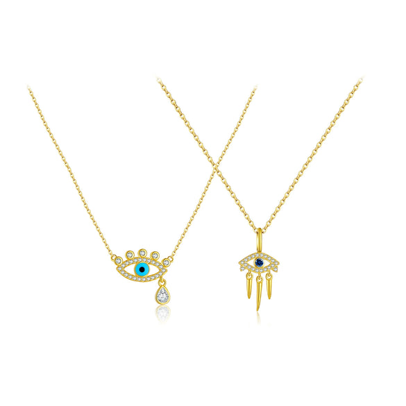 Wholesale S925 Sterling Silver Devil's Eye Necklace With Geometric Design And Electroplating Process For Women