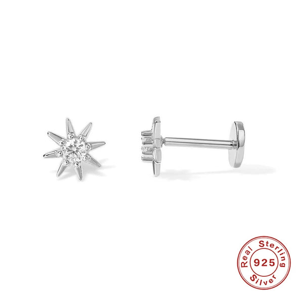 Wholesale S925 Sterling Silver Devil's Eye Snake Smiling Face Flat Head Internal Thread Puncture Cartilage Ear Nail Ear Bone Nail With Geometric Design And Electroplating For Women