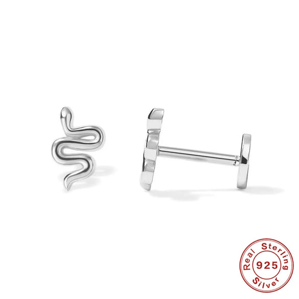 Wholesale S925 Sterling Silver Devil's Eye Snake Smiling Face Flat Head Internal Thread Puncture Cartilage Ear Nail Ear Bone Nail With Geometric Design And Electroplating For Women