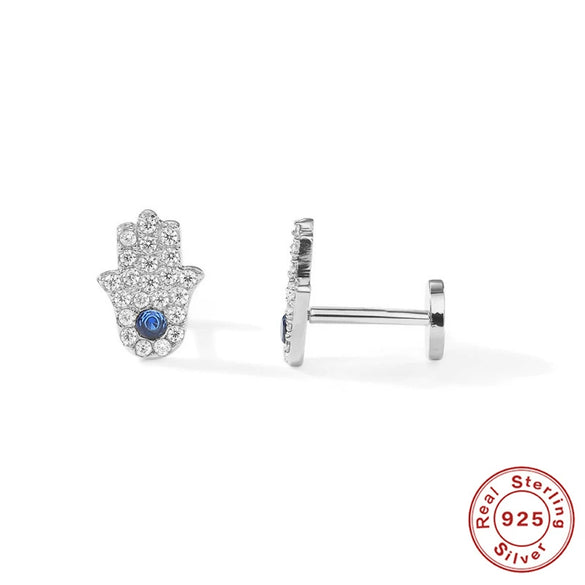 Wholesale S925 Sterling Silver Devil's Eye Snake Smiling Face Flat Head Internal Thread Puncture Cartilage Ear Nail Ear Bone Nail With Geometric Design And Electroplating For Women