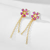 Wholesale S925 Sterling Silver Diamond Flower Tassel Earrings For Women