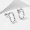 Wholesale S925 Sterling Silver Diamond Geometric U Shaped Rectangular Oval Earrings For Women