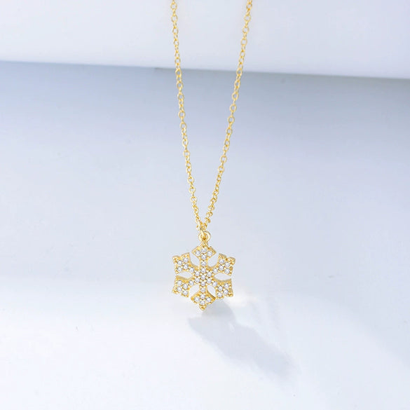 Wholesale S925 Sterling Silver Diamond Inlaid Snowflake Cross Chain Necklace For Women