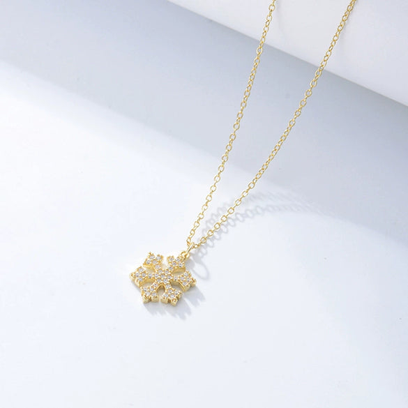Wholesale S925 Sterling Silver Diamond Inlaid Snowflake Cross Chain Necklace For Women