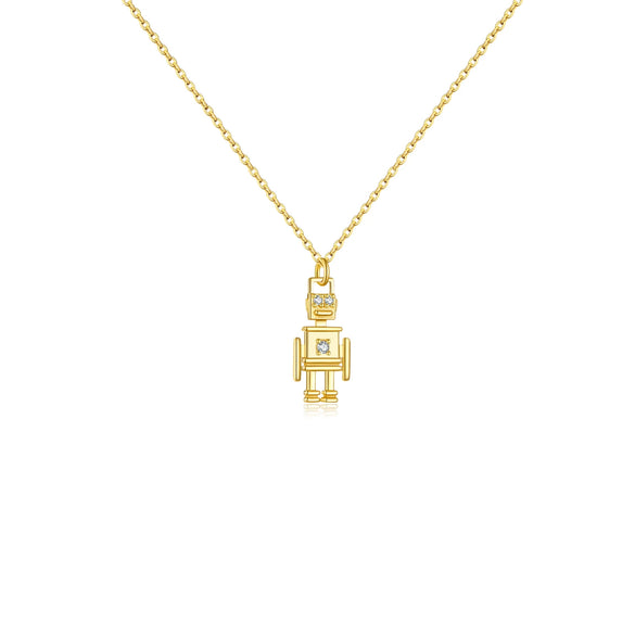 Wholesale S925 Sterling Silver Diamond Robot Pendant Necklace With Platinum Or 18K Gold Electroplating Fashionable And Compact Jewelry For Women