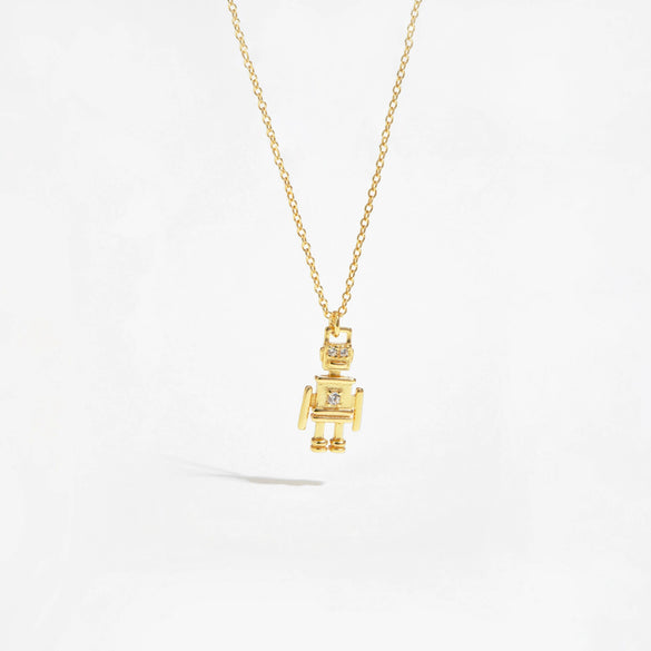 Wholesale S925 Sterling Silver Diamond Robot Pendant Necklace With Platinum Or 18K Gold Electroplating Fashionable And Compact Jewelry For Women