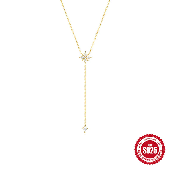 Wholesale S925 Sterling Silver Diamondencrusted Bawang Star Yshaped Dipper Clavicle Chain With Oshaped Chain Electroplated Necklace For Women