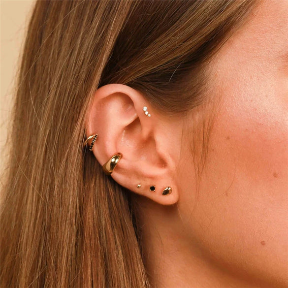 Wholesale S925 Sterling Silver Distinctive Creative Double Layer Geometric Earrings With Ear Buckle Light Luxury Style