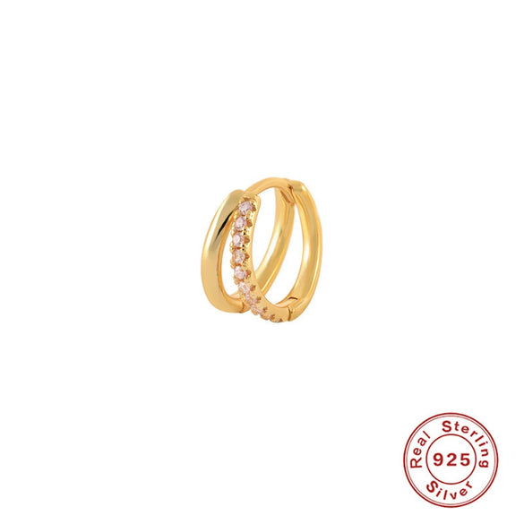 Wholesale S925 Sterling Silver Distinctive Creative Double Layer Geometric Earrings With Ear Buckle Light Luxury Style