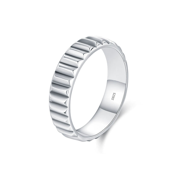 Wholesale S925 Sterling Silver Distinctive Industrial Niche Retro Vintage Distressed Stacked Finger Ring For Women Electroplated
