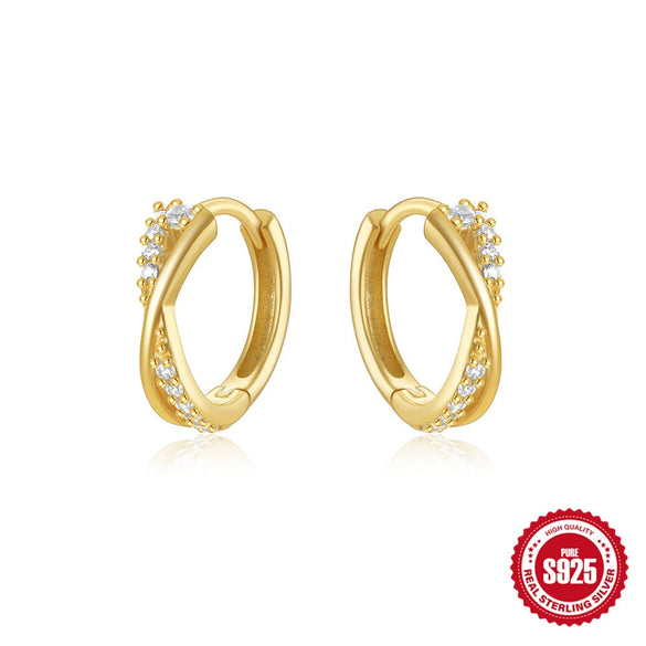 Wholesale S925 Sterling Silver Distinctive Love Chain Glossy Luxury Huggie Hoops Earrings With Geometric Design And Electroplating